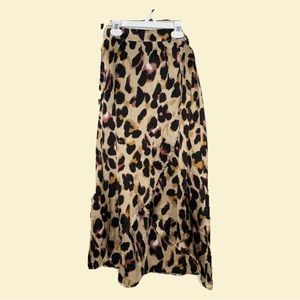 Wrap skirt, cheetah print, high-low, midi